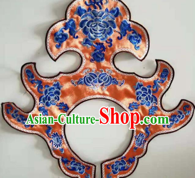 Chinese Traditional Embroidery Peony Orange Collar Shoulder Accessories National Embroidered Cloud Patch