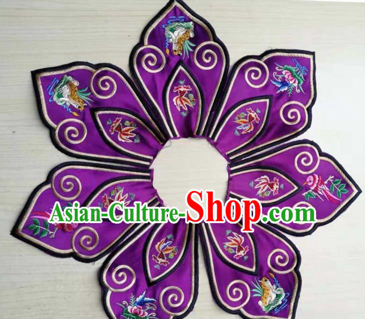 Chinese Traditional Embroidery Purple Collar Shoulder Accessories National Embroidered Patch