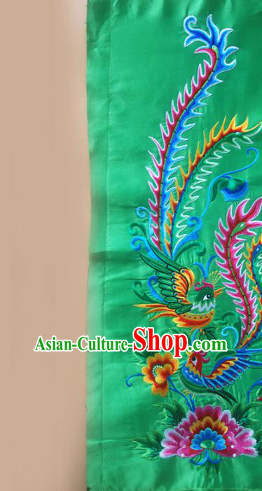 Chinese Traditional Embroidered Phoenix Peony Green Applique National Dress Patch Embroidery Cloth Accessories