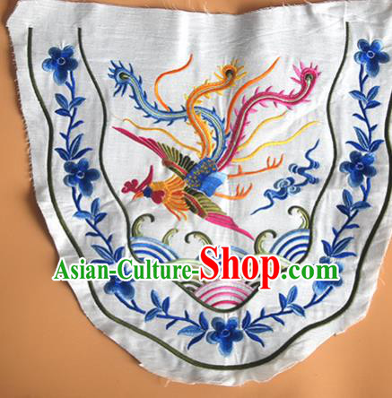 Chinese Traditional Embroidered Phoenix White Applique National Dress Patch Embroidery Cloth Accessories