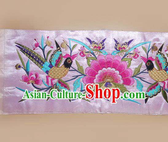 Chinese Traditional Embroidered Phoenix Peony Pink Applique National Dress Patch Embroidery Cloth Accessories