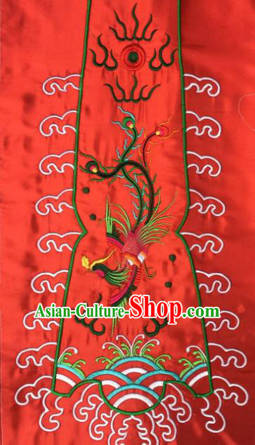 Chinese Traditional Embroidered Phoenix Red Applique National Dress Patch Embroidery Cloth Accessories