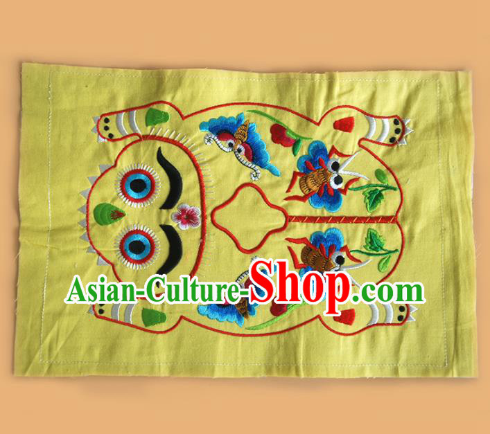 Chinese Traditional Embroidered Tiger Butterfly Yellow Applique National Dress Patch Embroidery Cloth Accessories