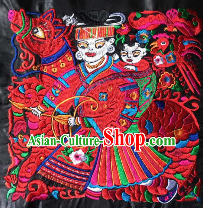 Chinese Traditional Embroidered Red Applique National Dress Patch Embroidery Cloth Accessories