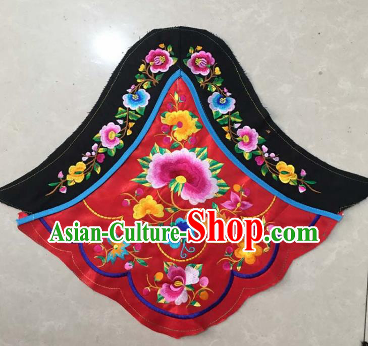 Chinese Traditional Embroidered Peony Red Stomachers Applique National Dress Patch Embroidery Cloth Accessories