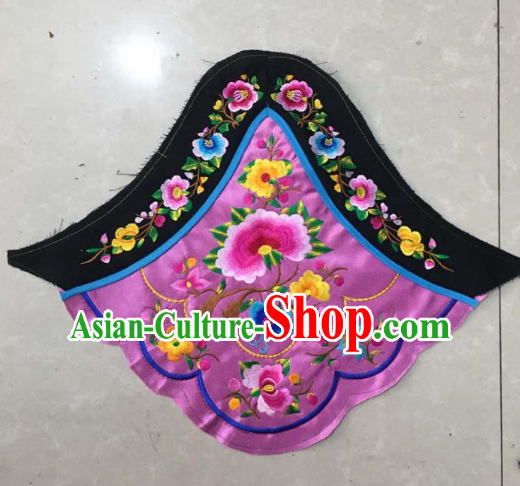 Chinese Traditional Embroidered Peony Purple Stomachers Applique National Dress Patch Embroidery Cloth Accessories