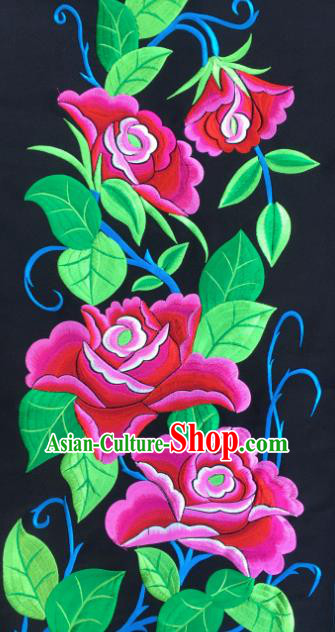 Chinese Traditional Embroidered Rosy Peony Applique National Dress Patch Embroidery Cloth Accessories