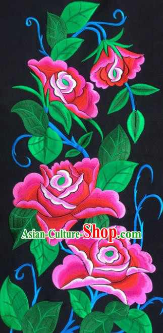 Chinese Traditional Embroidered Red Peony Applique National Dress Patch Embroidery Cloth Accessories