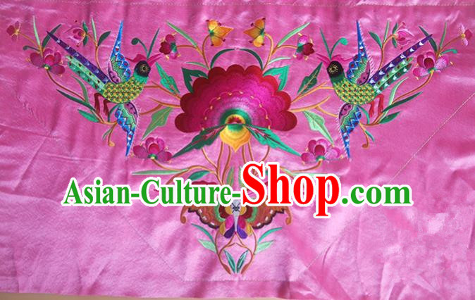 Chinese Traditional National Embroidered Phoenix Peony Pink Applique Dress Patch Embroidery Cloth Accessories