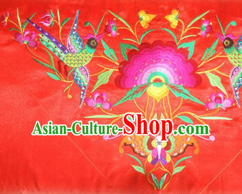 Chinese Traditional National Embroidered Phoenix Peony Red Applique Dress Patch Embroidery Cloth Accessories