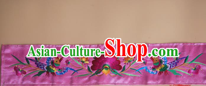 Chinese Traditional National Embroidered Phoenix Peony Pink Strap Applique Dress Patch Embroidery Cloth Accessories