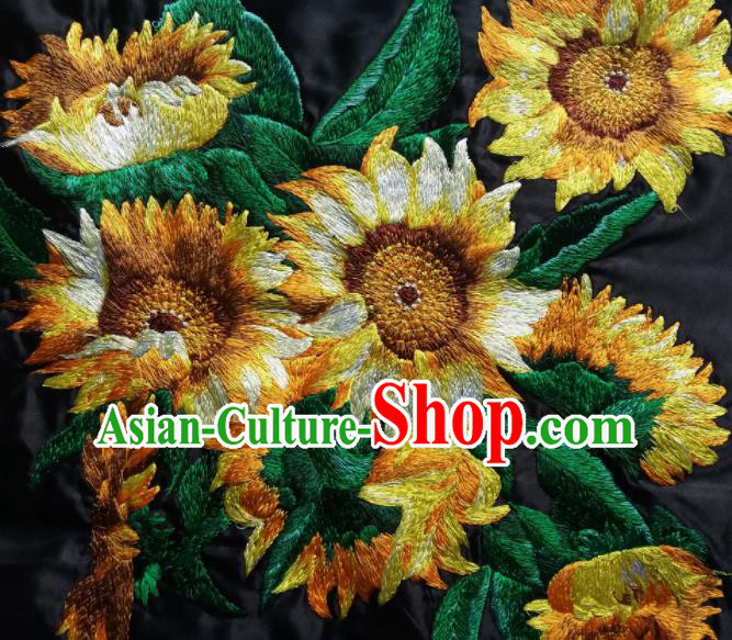 Chinese Traditional Embroidered Sunflowers Applique National Dress Patch Embroidery Cloth Accessories