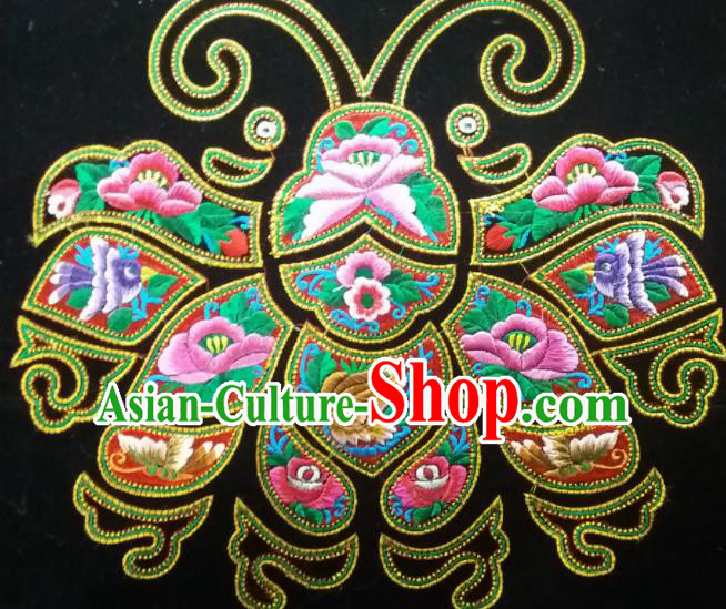 Chinese Traditional Embroidered Frog Butterfly Applique National Dress Patch Embroidery Cloth Accessories