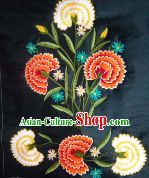 Chinese Traditional Embroidered Flower Black Applique National Dress Patch Embroidery Cloth Accessories