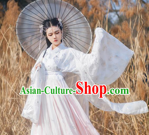 Traditional Chinese Jin Dynasty Princess Pink Hanfu Dress Ancient Court Lady Historical Costumes for Women