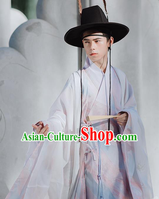 Traditional Chinese Ming Dynasty Nobility Childe Hanfu Clothing Ancient Taoist Priest Historical Costumes for Men