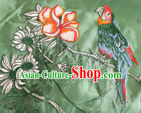 Traditional Chinese National Embroidered Magpie Green Qipao Dress Tang Suit Cheongsam Costume for Women