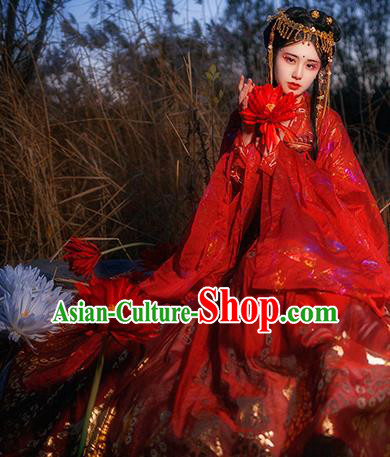 Traditional Chinese Tang Dynasty Court Infanta Red Hanfu Dress Ancient Royal Princess Wedding Historical Costumes for Women