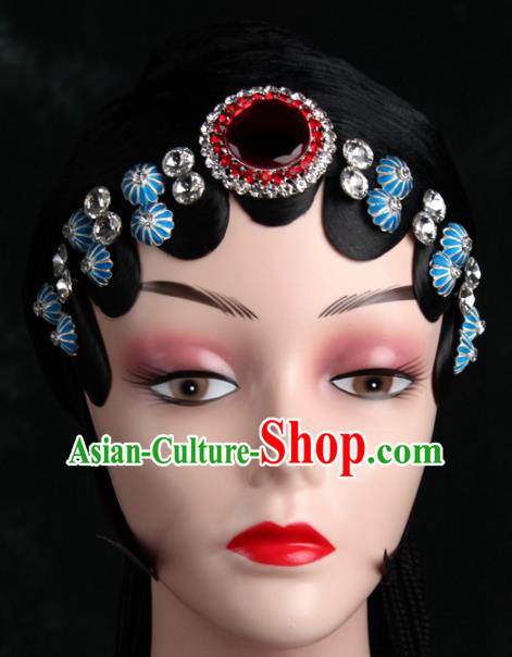 Chinese Traditional Beijing Opera Diva Hair Accessories Peking Opera Princess Blue Hairpins for Women