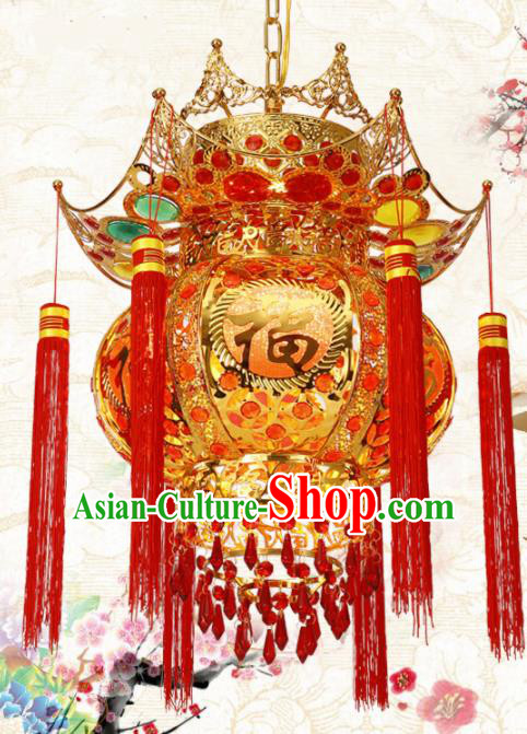 Chinese Traditional New Year Iron Palace Lantern Handmade Hanging Lantern Asian Ceiling Lanterns Ancient Lamp