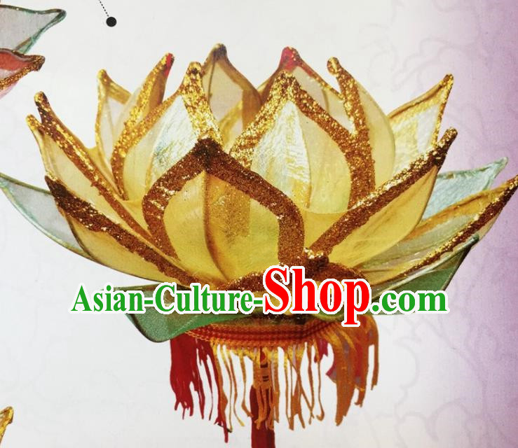 Chinese Traditional New Year Yellow Lotus Palace Lantern Handmade Hanging Lantern Asian Ceiling Lanterns Ancient Lamp