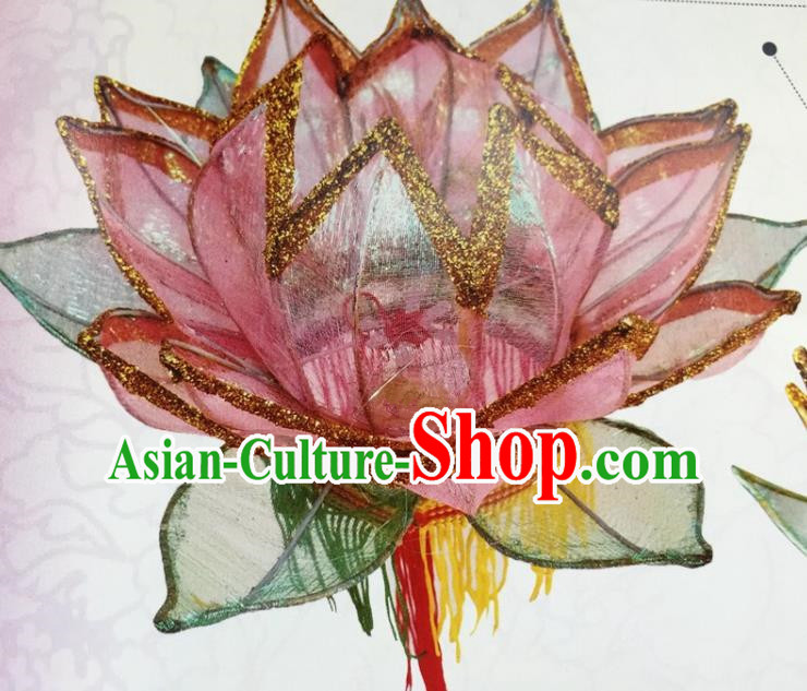 Chinese Traditional New Year Pink Lotus Palace Lantern Handmade Hanging Lantern Asian Ceiling Lanterns Ancient Lamp