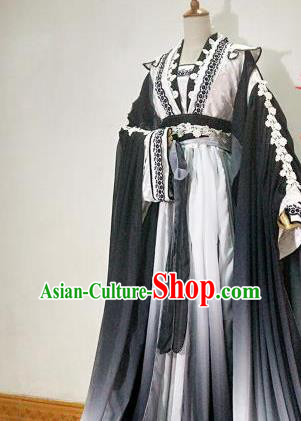 Chinese Traditional Cosplay Goddess Princess Black Costume Ancient Imperial Consort Hanfu Dress for Women