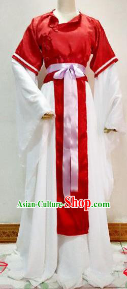 Chinese Traditional Cosplay Court Maid Red Costume Ancient Palace Lady Hanfu Dress for Women