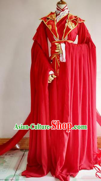Chinese Traditional Cosplay Prince Wedding Red Costume Ancient Swordsman Hanfu Clothing for Men