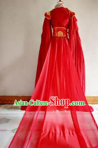 Chinese Traditional Cosplay Prince Wedding Red Costume Ancient Swordsman Hanfu Clothing for Men