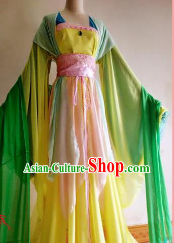 Chinese Traditional Cosplay Court Lady Costume Ancient Princess Yellow Hanfu Dress for Women