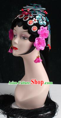 Chinese Traditional Beijing Opera Diva Blue Butterfly Head Ornaments Hair Accessories for Women