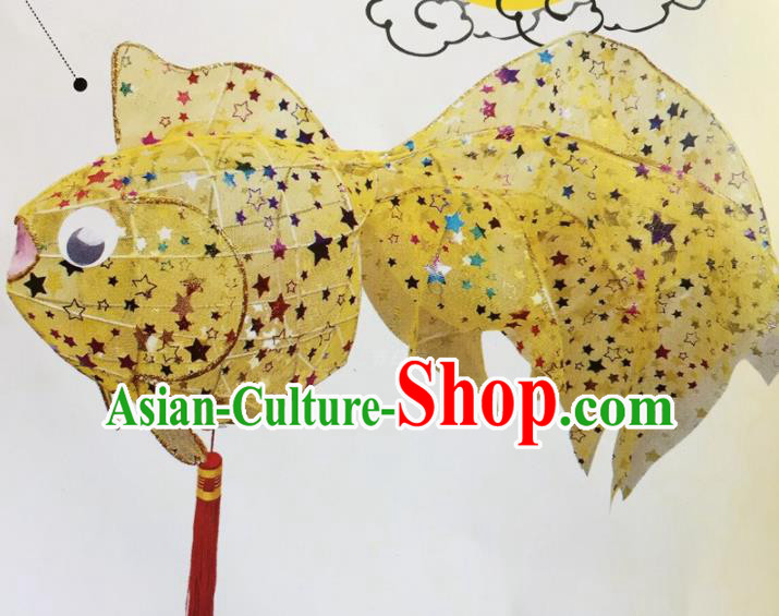 Chinese Traditional New Year Yellow Paillette Palace Lantern Handmade Hanging Lantern Asian Ceiling Lanterns Ancient Lamp