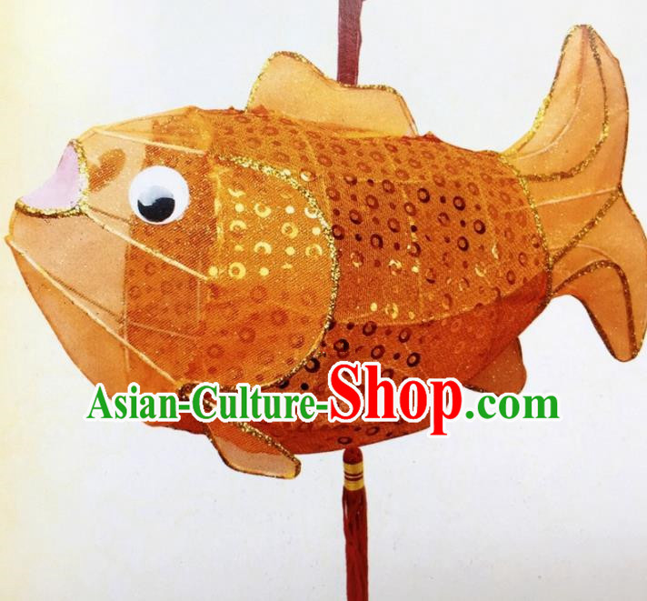 Chinese Traditional New Year Orange Paillette Carp Palace Lantern Handmade Hanging Lantern Asian Ceiling Lanterns Ancient Lamp