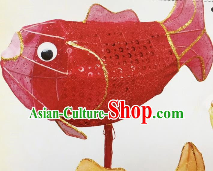 Chinese Traditional New Year Red Paillette Carp Palace Lantern Handmade Hanging Lantern Asian Ceiling Lanterns Ancient Lamp