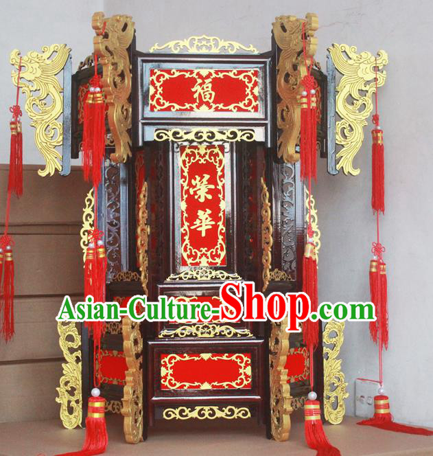 Chinese Traditional New Year Ebony Carving Red Palace Lantern Asian Handmade Lantern Ancient Lamp