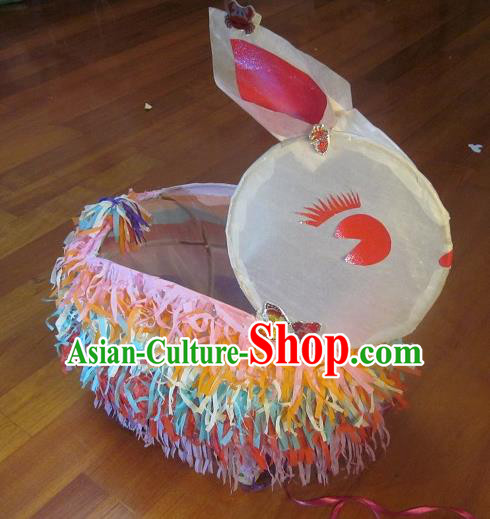 Chinese Traditional New Year Bamboo Colorful Rabbit Palace Lantern Asian Handmade Lantern Ancient Lamp