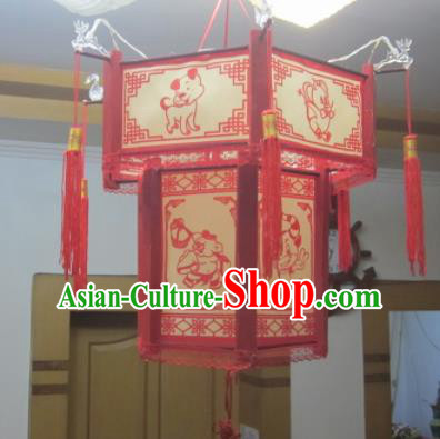 Chinese Traditional New Year Painting Zodiac Palace Lantern Asian Handmade Lantern Ancient Lamp