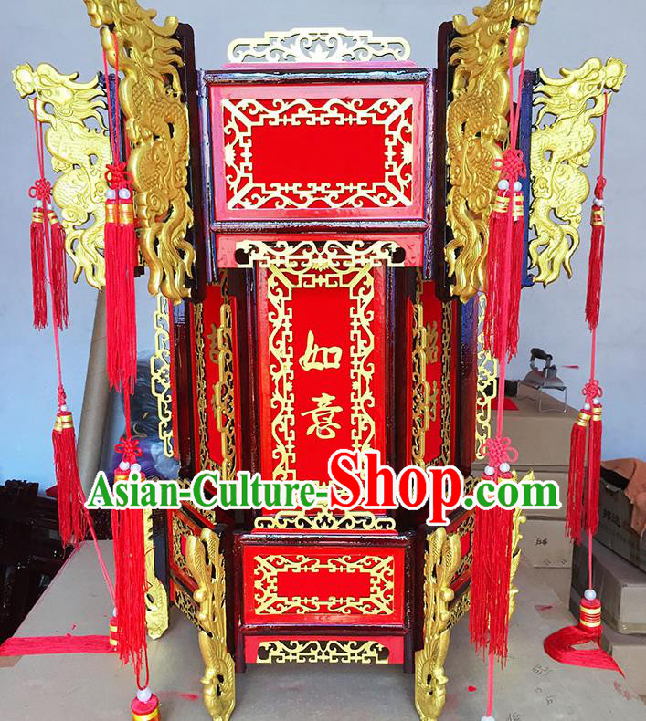 Chinese Traditional New Year Wood Red Palace Lantern Asian Handmade Lantern Ancient Lamp