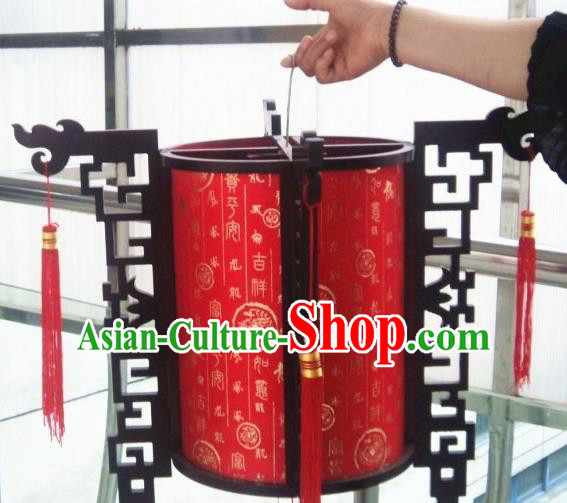 Chinese Traditional New Year Printing Wood Red Palace Lantern Asian Handmade Lantern Ancient Lamp