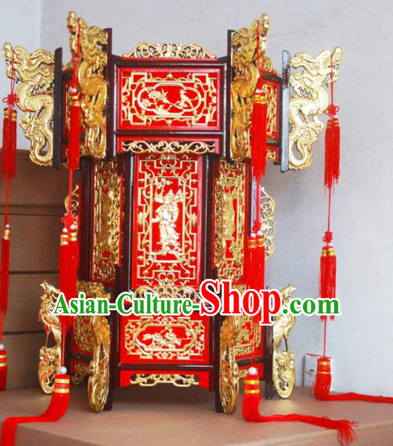 Chinese Traditional New Year Wood Carving Palace Lantern Asian Handmade Lantern Ancient Lamp