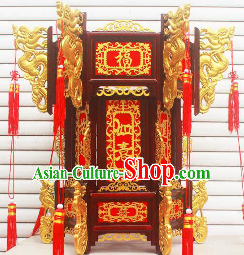 Chinese Traditional New Year Golden Dragon Wood Palace Lantern Asian Handmade Lantern Ancient Lamp