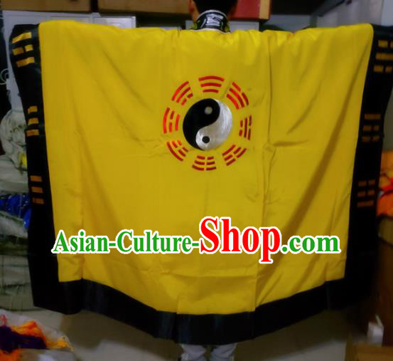 Chinese Traditional Taoism Costume Ancient Taoist Priest Cassocks Embroidered Tai Chi Yellow Vestment