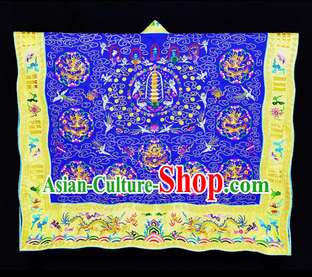 Chinese Traditional Taoism Costume Ancient Taoist Priest Cassocks Embroidered Dragon Royalblue Vestment