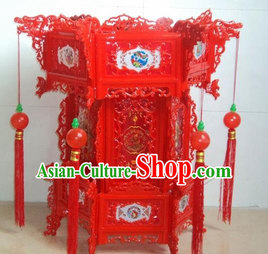 Chinese Traditional Handmade Red Plastic Palace Lantern Asian New Year Lantern Ancient Lamp