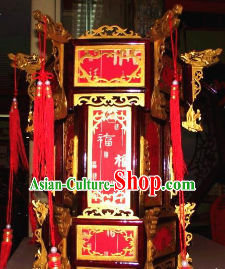 Chinese Traditional Handmade Wood Palace Lantern Asian New Year Lantern Ancient Ceiling Lamp