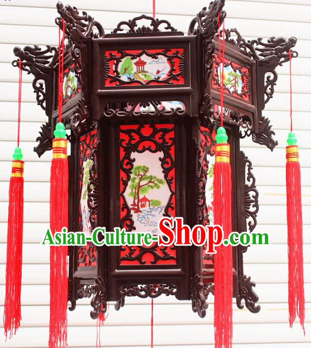 Chinese Traditional Handmade Red Palace Lantern Asian New Year Lantern Ancient Ceiling Lamp