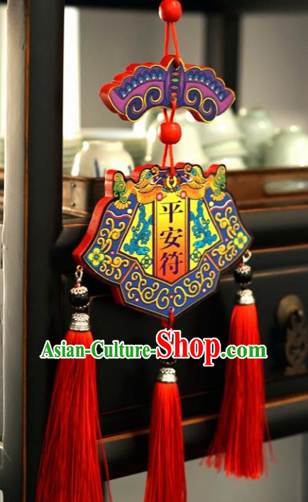 Chinese New Year Wood Peaceful Decoration Supplies China Traditional Spring Festival Lucky Pendant Items