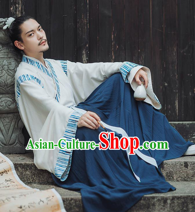 Traditional Chinese Jin Dynasty Nobility Childe Hanfu Clothing Ancient Swordsman Historical Costumes for Men