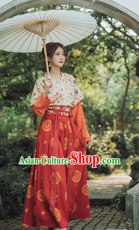 Traditional Chinese Tang Dynasty Female Civilian Hanfu Dress Ancient Young Lady Historical Costumes for Women